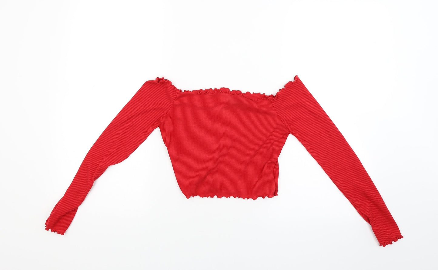 Womens UK Size 8 PRETTYLITTLETHING Red Cropped Blouse