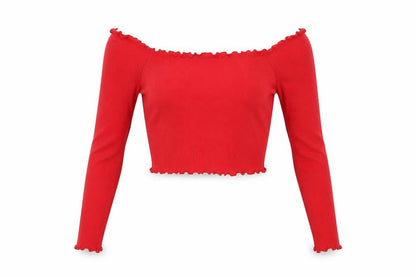 Womens UK Size 8 PRETTYLITTLETHING Red Cropped Blouse