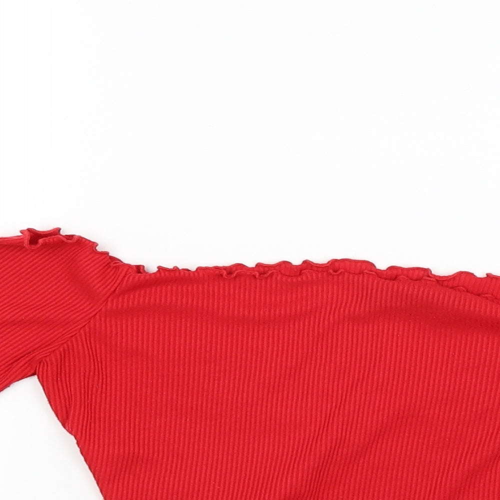 Womens UK Size 8 PRETTYLITTLETHING Red Cropped Blouse