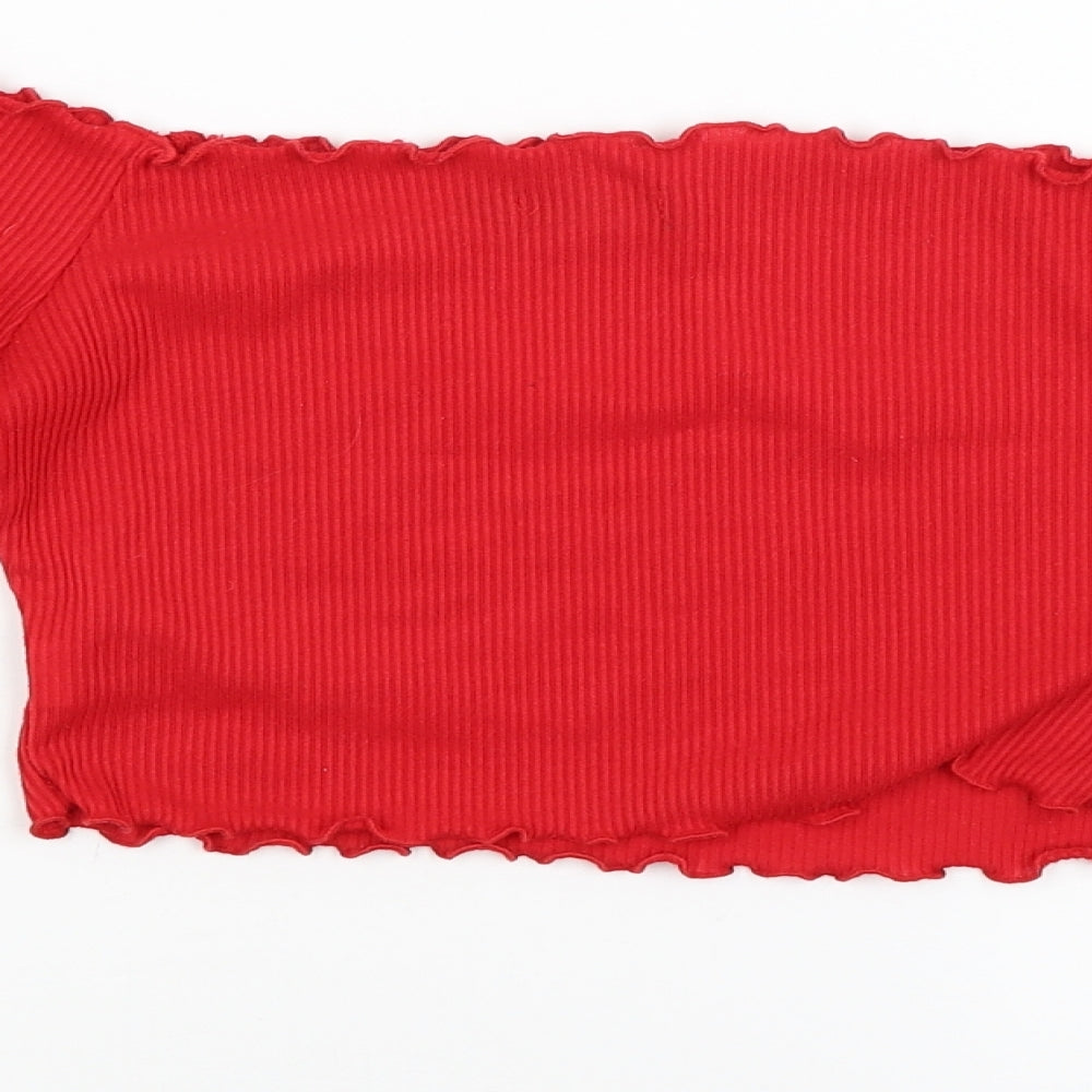 Womens UK Size 8 PRETTYLITTLETHING Red Cropped Blouse