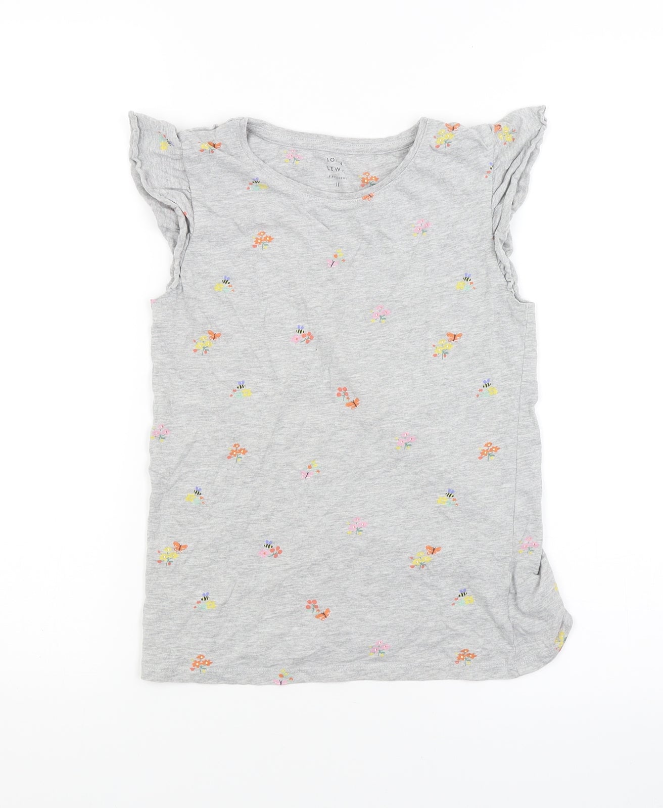 John Lewis Girls Grey   Basic Blouse Size 11 Years  - butterflies