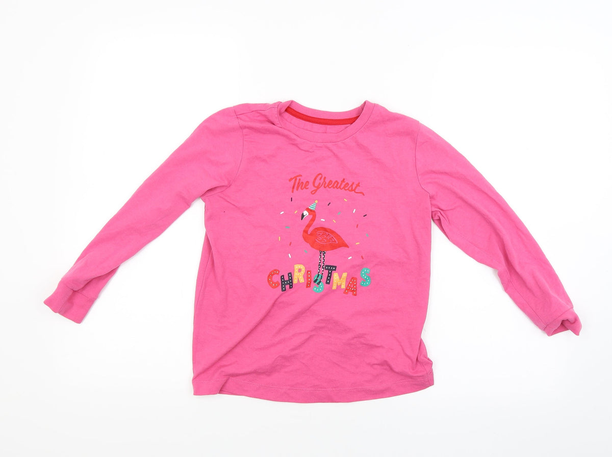 Front view of Preworn girls’ pink basic t-shirt, size 9, years
