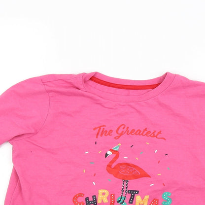Close-up detail of Preworn girls’ pink basic t-shirt, size 9, years