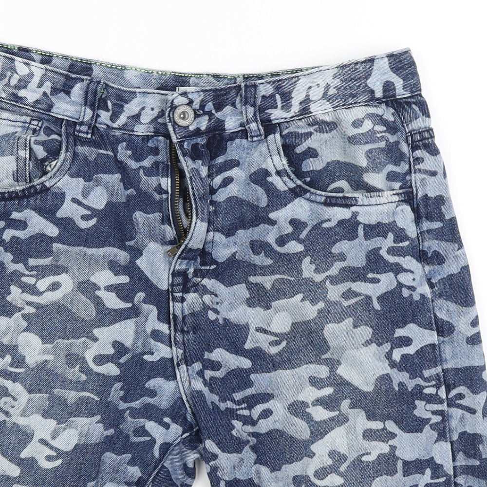 Preworn Girls Blue Camouflage  Biker Shorts Size 13 Years