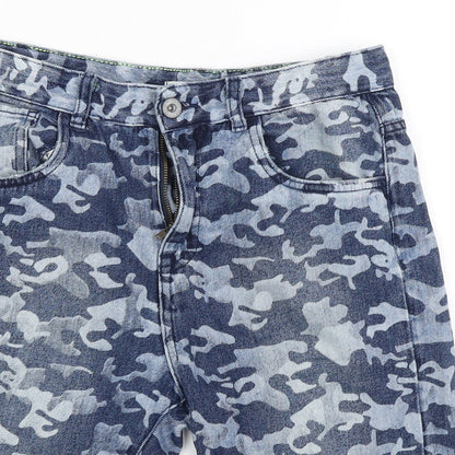 Preworn Girls Blue Camouflage  Biker Shorts Size 13 Years