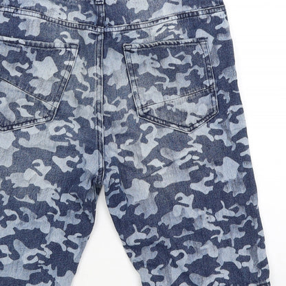 Preworn Girls Blue Camouflage  Biker Shorts Size 13 Years