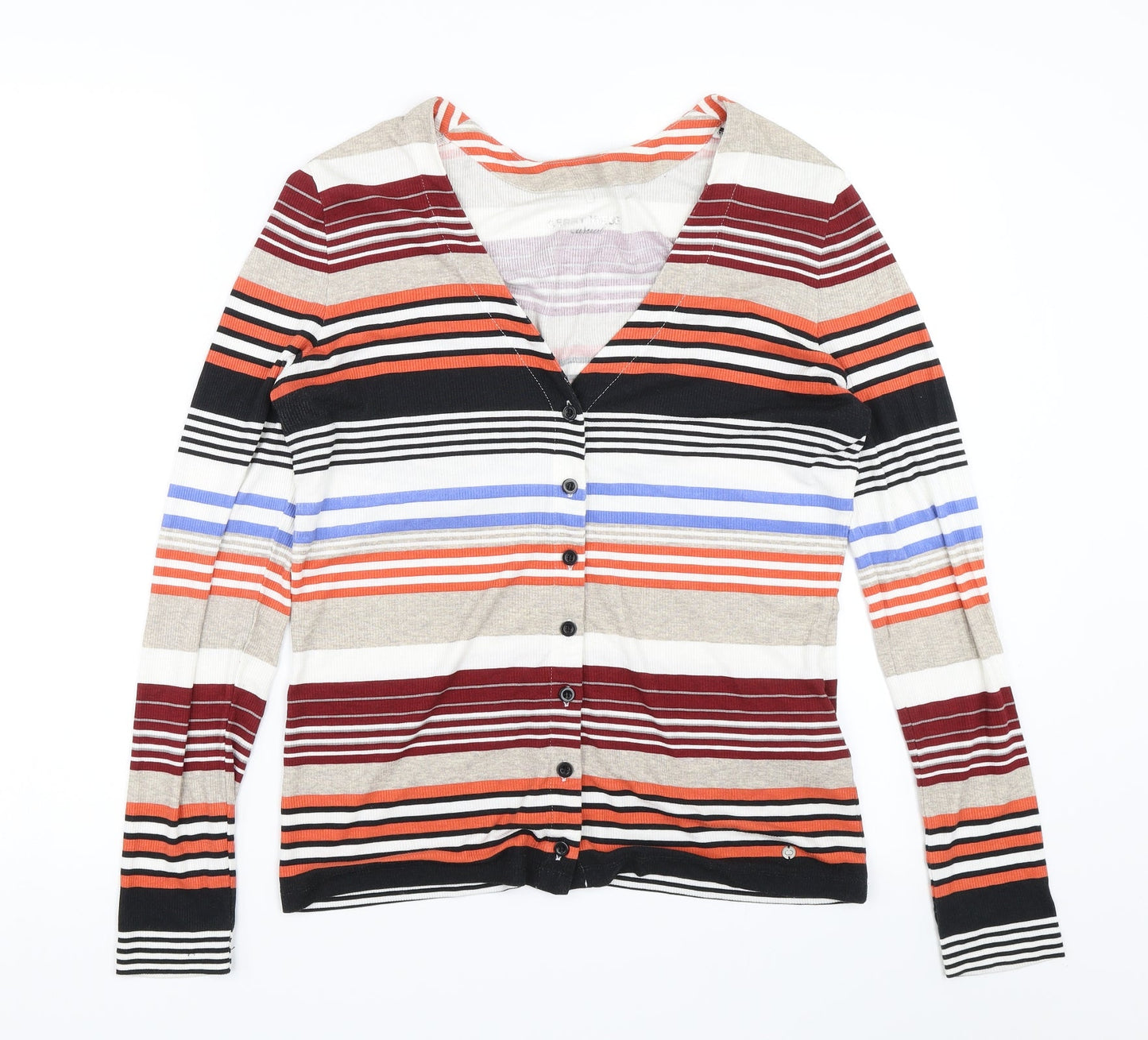 Gerry Weber Womens Orange Striped  Cardigan Jumper Size 10