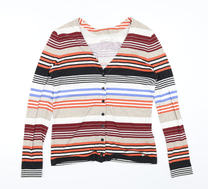 Gerry Weber Womens Orange Striped  Cardigan Jumper Size 10