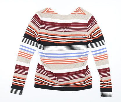 Gerry Weber Womens Orange Striped  Cardigan Jumper Size 10