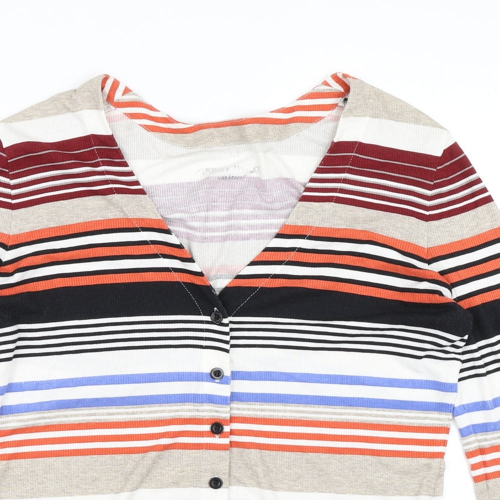 Gerry Weber Womens Orange Striped  Cardigan Jumper Size 10