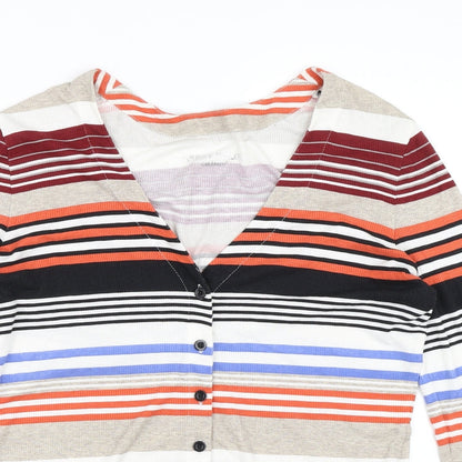 Gerry Weber Womens Orange Striped  Cardigan Jumper Size 10