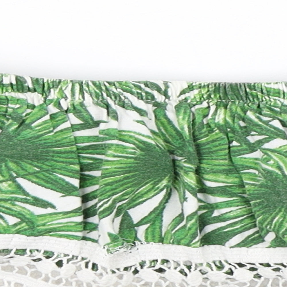 Primark Womens Green Floral  Cropped Blouse Size 10