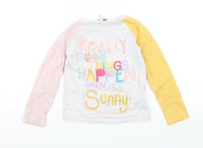 Mini B Girls White   Jersey T-Shirt Size 4-5 Years  - Really good things happen when its sunny