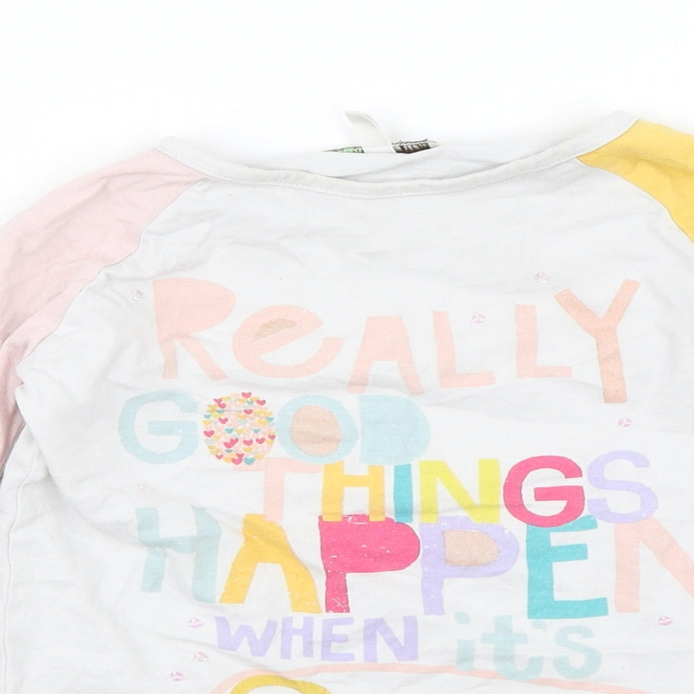 Mini B Girls White   Jersey T-Shirt Size 4-5 Years  - Really good things happen when its sunny