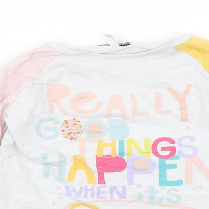 Mini B Girls White   Jersey T-Shirt Size 4-5 Years  - Really good things happen when its sunny