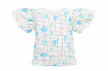 Front view of Preworn girls’ white basic blouse, size 9-10, years - cactus print