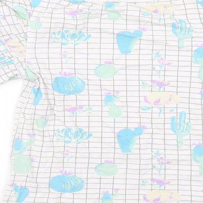 Preworn Girls White   Basic Blouse Size 9-10 Years  - Cactus print