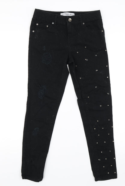 Denim & Co. Girls Black  Denim Straight Jeans Size 10-11 Years