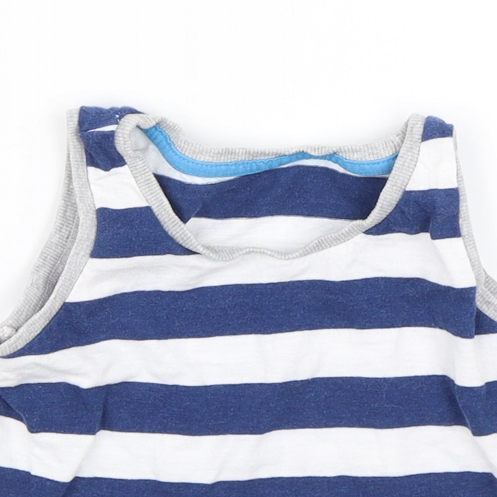Close-up detail of Matalan Baby Blue Striped Basic Tank, size 9-12, Months