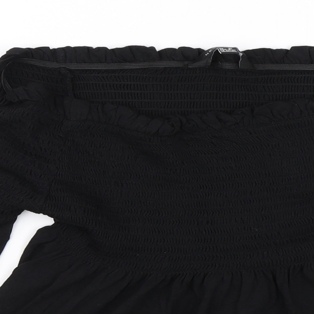 Womens UK Size 10 New Look Black Basic Blouse
