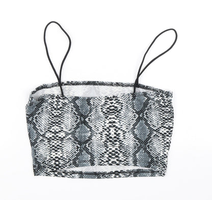 SheIn Womens Blue Animal Print  Cropped Blouse Size S