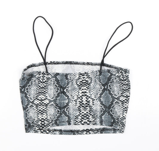 SheIn Womens Blue Animal Print  Cropped Blouse Size S