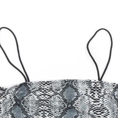 SheIn Womens Blue Animal Print  Cropped Blouse Size S