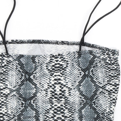 SheIn Womens Blue Animal Print  Cropped Blouse Size S