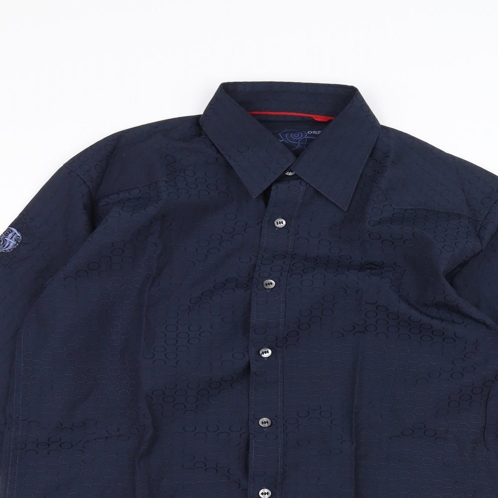 Mens UK Collar Size S Derby Smart Blue  Dress Shirt