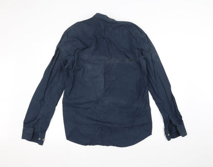 Mens UK Collar Size S Cotton World Smart Blue  Dress Shirt