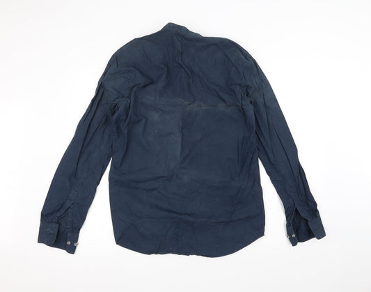 Mens UK Collar Size S Cotton World Smart Blue  Dress Shirt