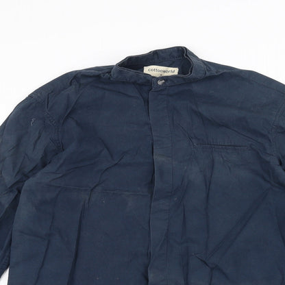 Mens UK Collar Size S Cotton World Smart Blue  Dress Shirt