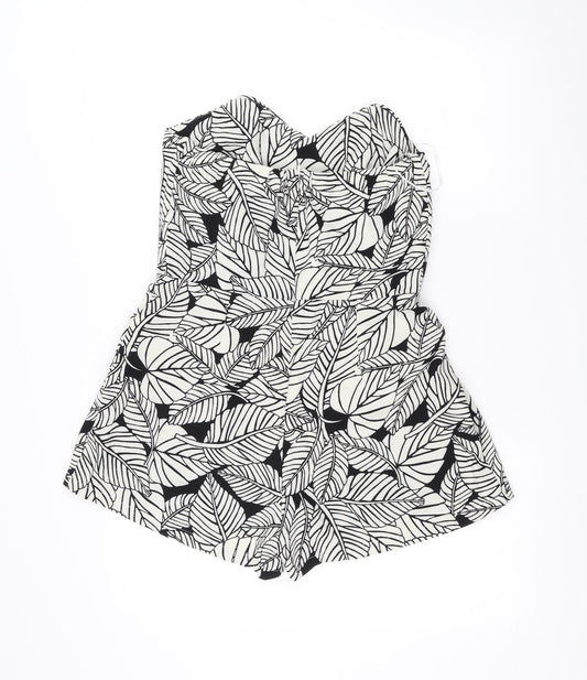 Love Womens White Floral  Jumpsuit One-Piece Size L