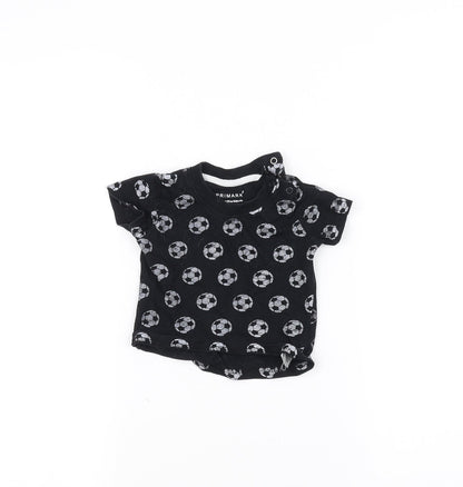 Front view of Primark Baby Black Basic T-Shirt, size 3-6, Months