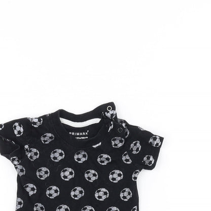 Close-up detail of Primark Baby Black Basic T-Shirt, size 3-6, Months