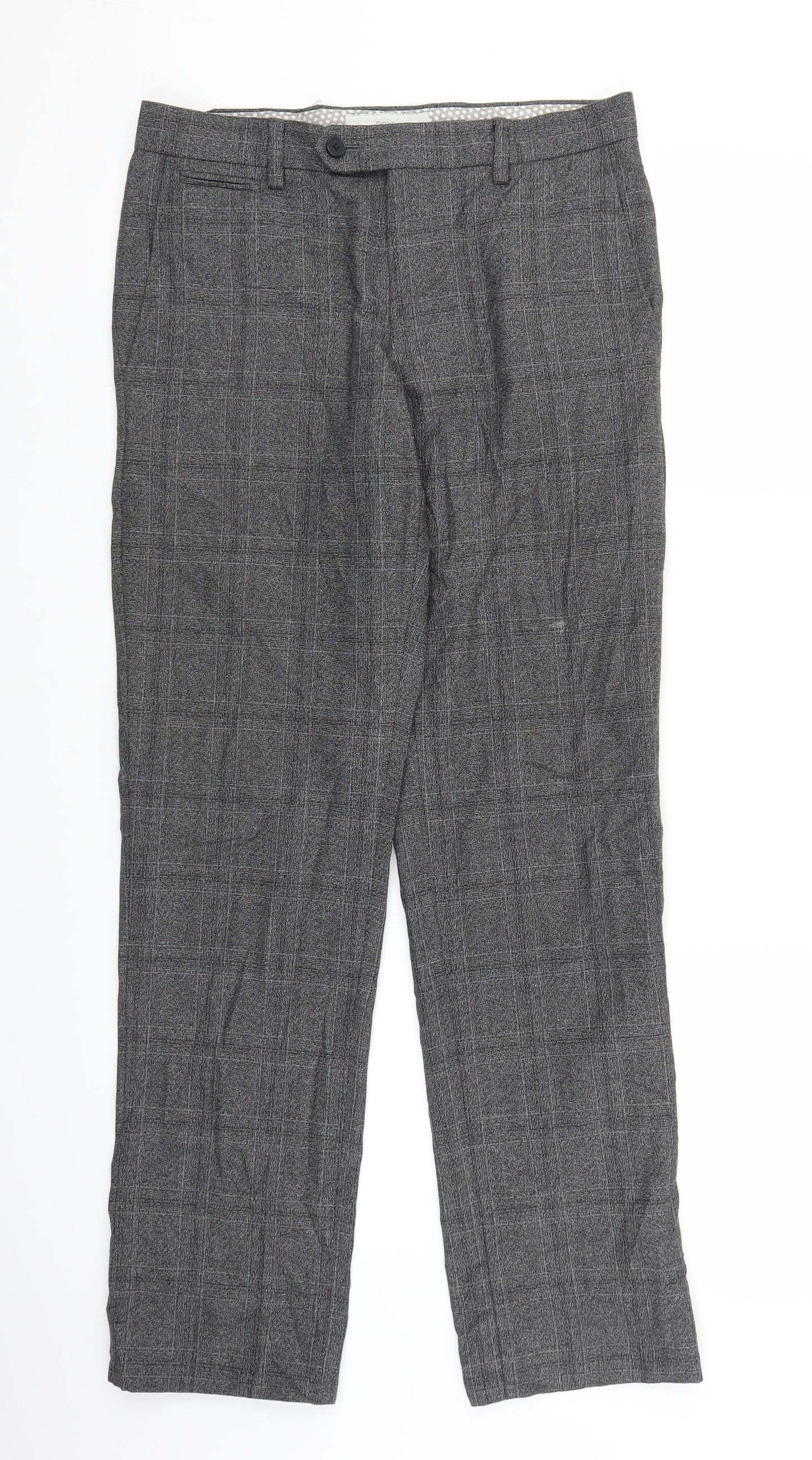 NEXT Mens Grey Plaid  Trousers  Size 28 L27 in