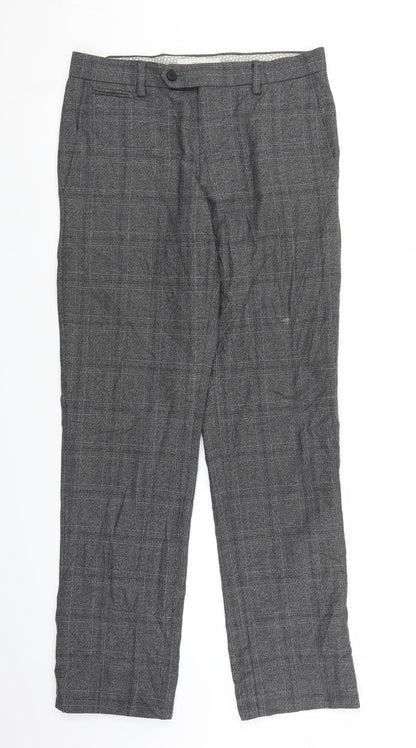 NEXT Mens Grey Plaid  Trousers  Size 28 L27 in