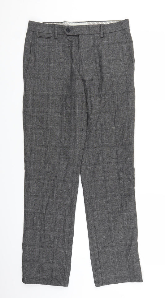 NEXT Mens Grey Plaid  Trousers  Size 28 L27 in