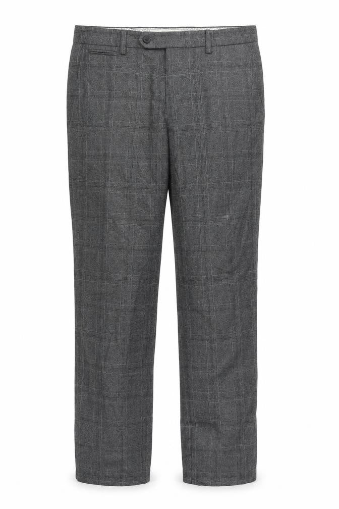 Next Mens Grey Plaid  Trousers  Size 28 L27 in