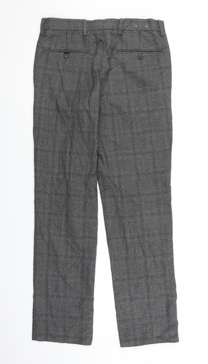 NEXT Mens Grey Plaid  Trousers  Size 28 L27 in