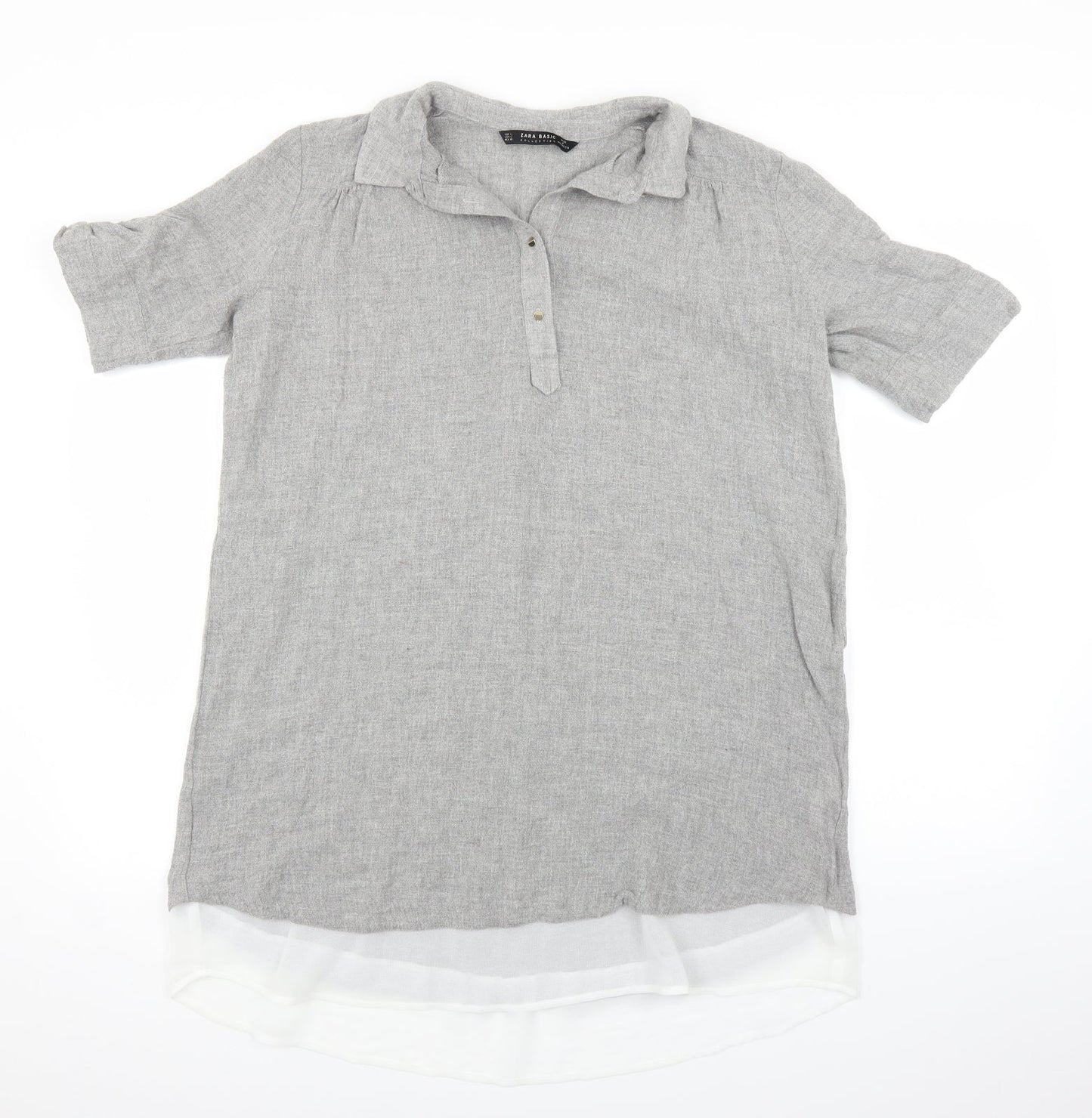 Womens UK Size L Zara Grey Basic Polo