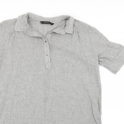 Womens UK Size L Zara Grey Basic Polo
