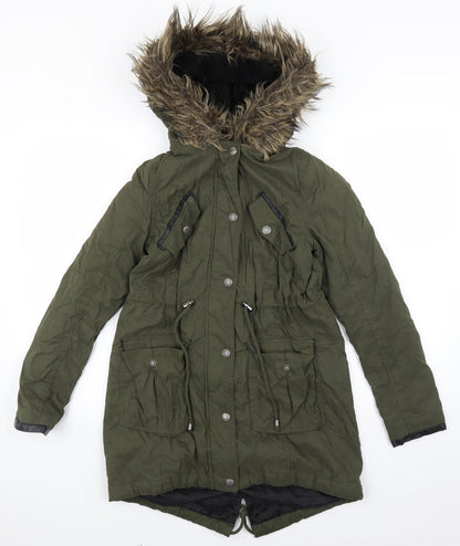 Womens UK Size 6 Atmosphere Green Parka Coat
