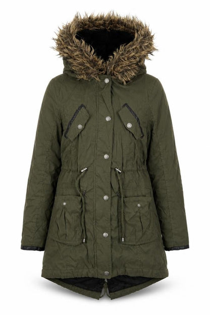 Womens UK Size 6 Atmosphere Green Parka Coat