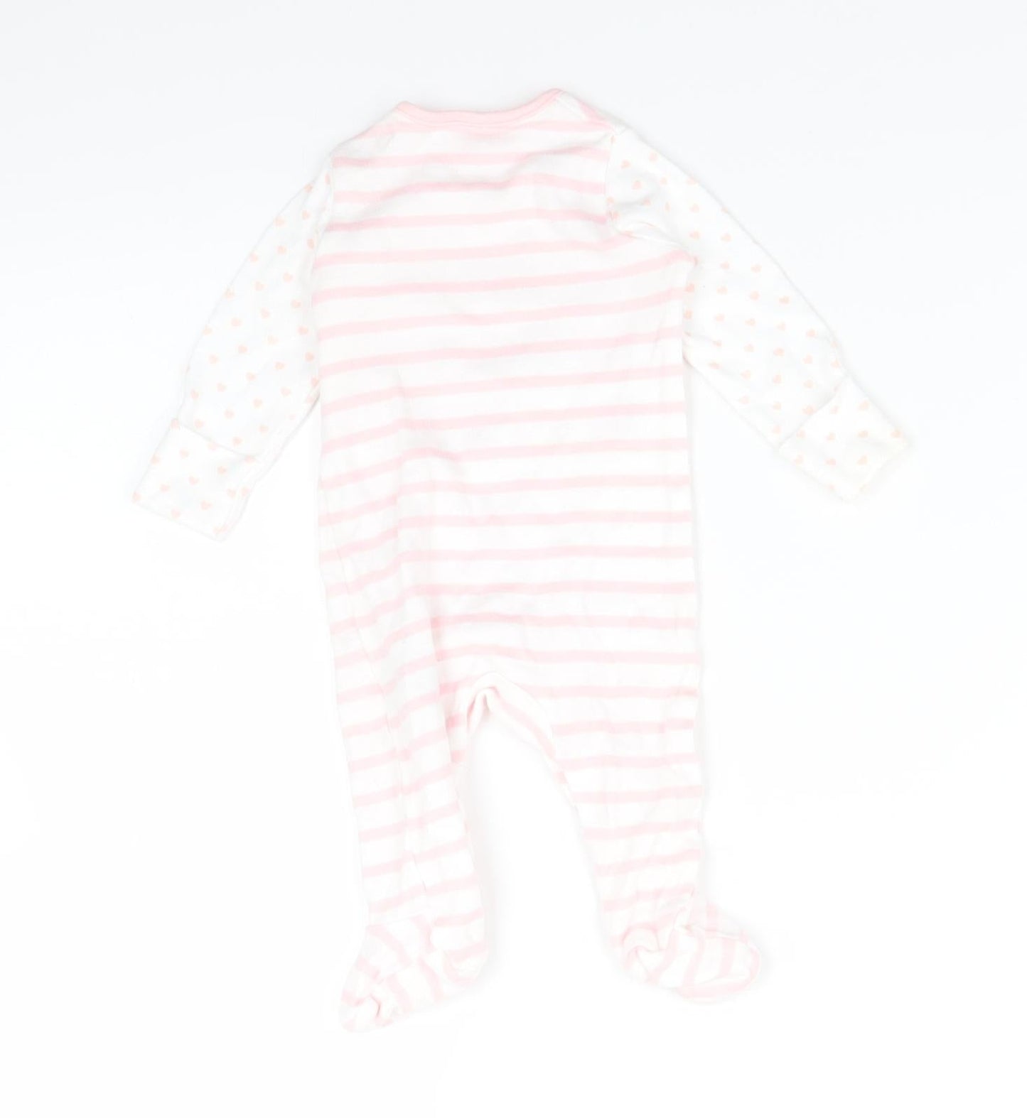 F&F Girls Pink Striped  Babygrow One-Piece Size 0-3 Months