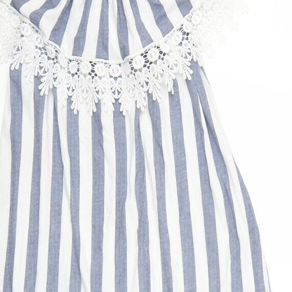 Preworn Womens White Striped  A-Line  One Size