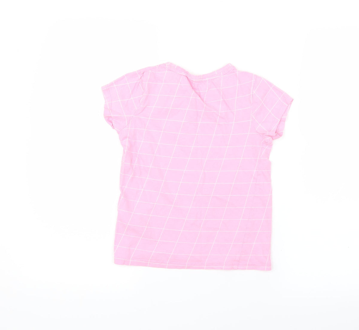 Back view of Next girls’ pink check basic blouse, size 8, years