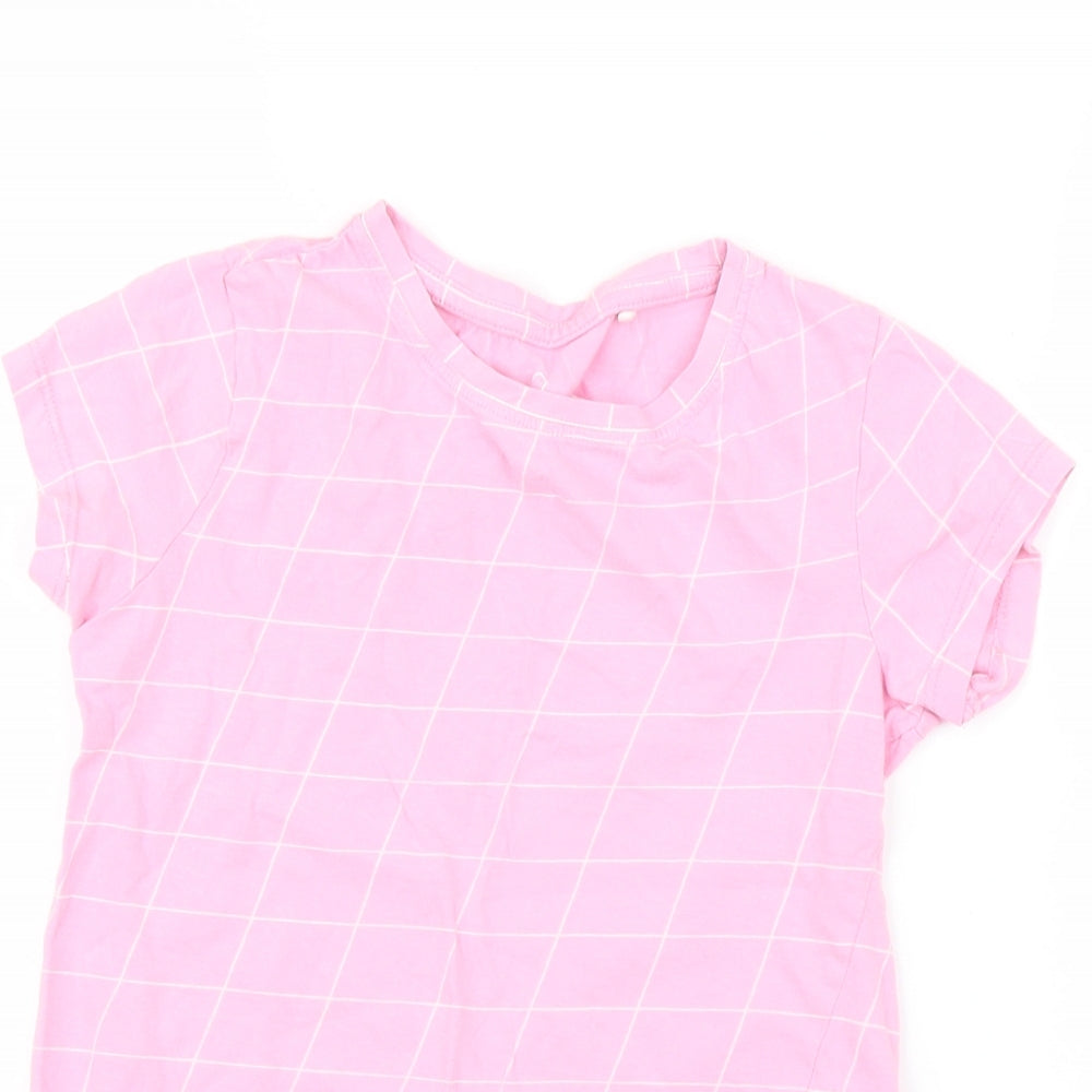 Close-up detail of Next girls’ pink check basic blouse, size 8, years