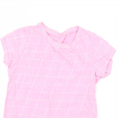 Close-up detail of Next girls’ pink check basic blouse, size 8, years