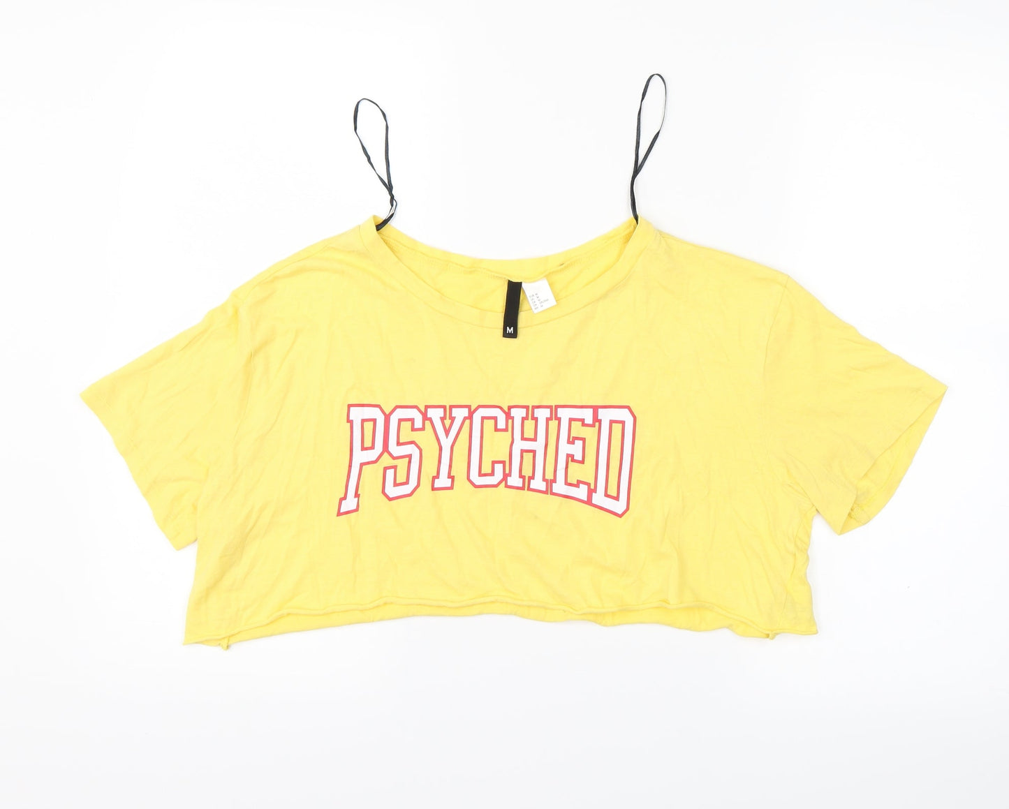 Womens UK Size M Divided Yellow Cropped T-Shirt